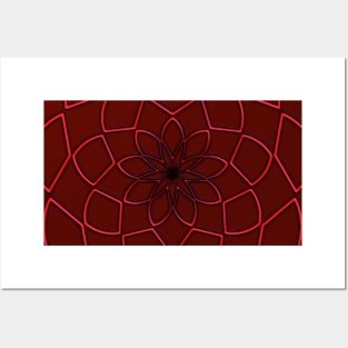 Geometric Flower in Red Metallic Posters and Art